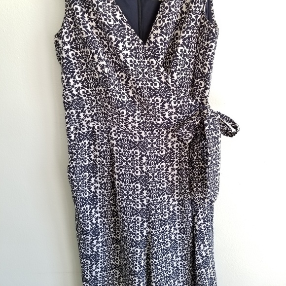 New with Tag CATO Faux Wrap Wide Leg Cropped Jumpsuit Playsuit Navy 2 XS S Print - Picture 5 of 8
